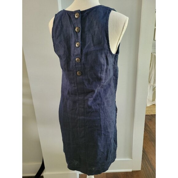 J.Crew Shift Dress Embroidered Button Back Sleeveless Blue Linen Resorts New XS - Picture 5 of 8